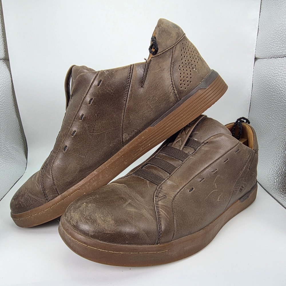 Kizik Lima Slip On Sneakers Mens 10 Brown Leather Hands Free M0202CB